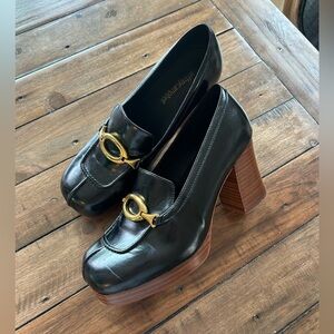 Jeffrey Campbell Honorary Platform Loafer Black Heels 7
